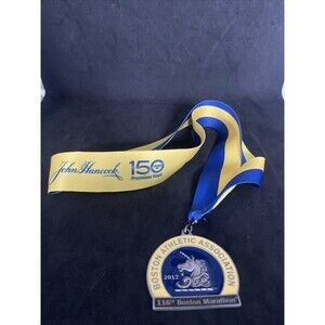 2012  Boston Marathon 116th) Official Finishers Medal Blue and Yellow Pewter